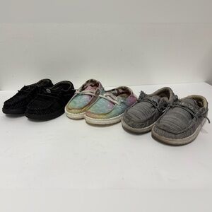 HEY DUDE 3 Pairs Black Gray Multicolored Toddler Size 8 Lot